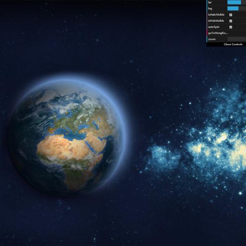 HTML5 3D地球仪可按经纬坐标定位动画特效