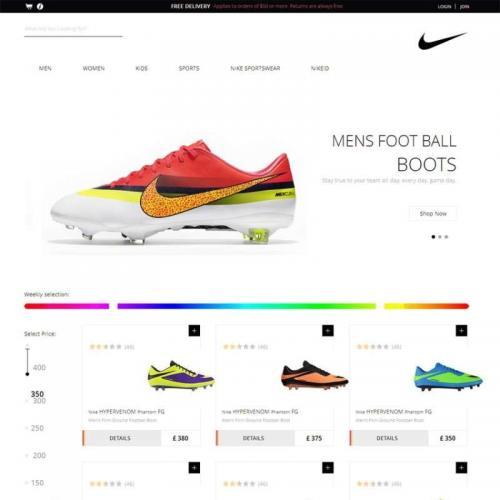 HTML5响应式网站nike足球运动鞋商城html网页模板下载
