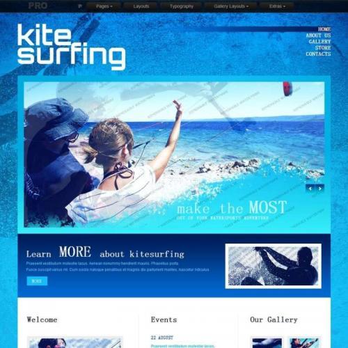 蓝色的海洋背景旅游冲浪主题网站模板html整站网页下载