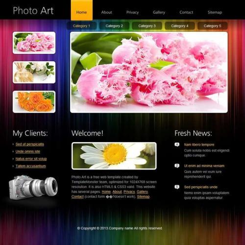 黑色漂亮的鲜花店网站html模板 鲜花摄影网页模板html整站下载