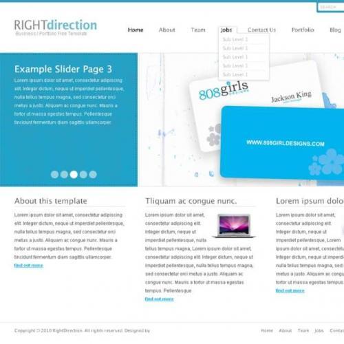 蓝色的名片画册企业设计公司网站模板首页html源码下载