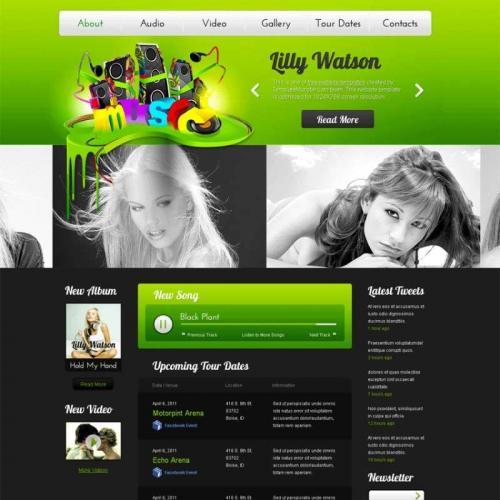绿色的国外音乐试听网站模板下载 html音乐网站模板源码下载