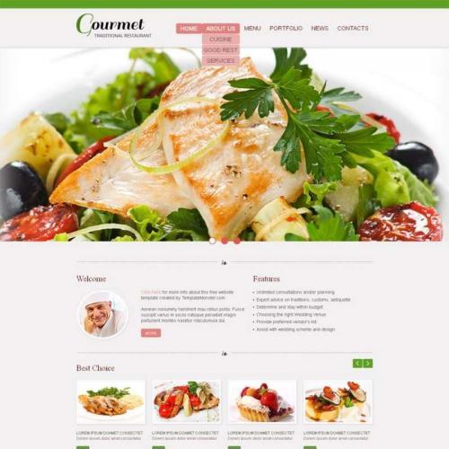 绿色的餐饮美食网站模板html整站页面下载