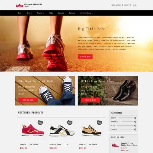 运动鞋网上专卖店bootstrap响应式商城模板HTML网页下载