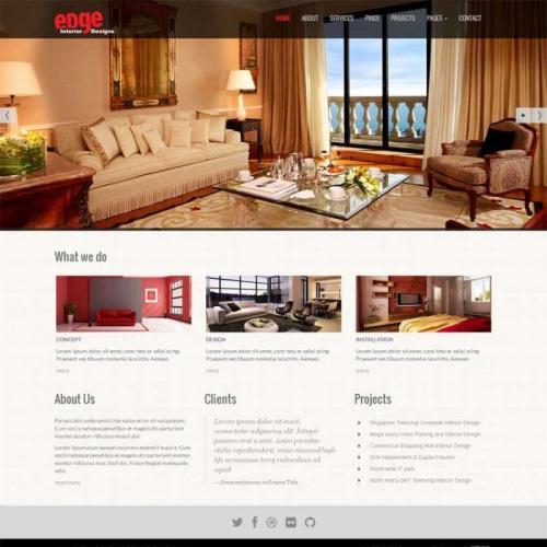 黑色宽屏的室内家具装饰公司网站静态模板HTML下载