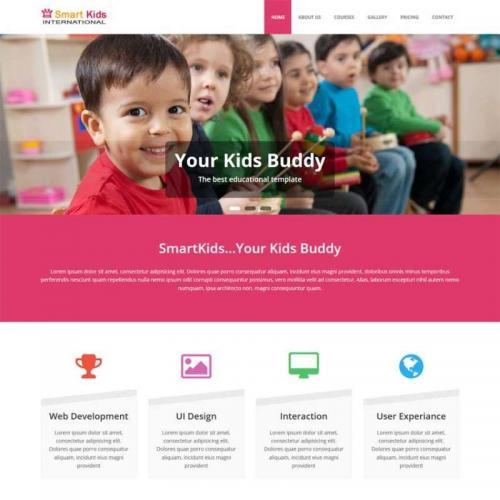 红色宽屏的幼儿园网站html整站模板下载