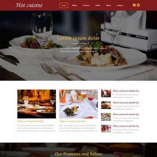红色的国外茶餐厅美食网站html5动画模板下载