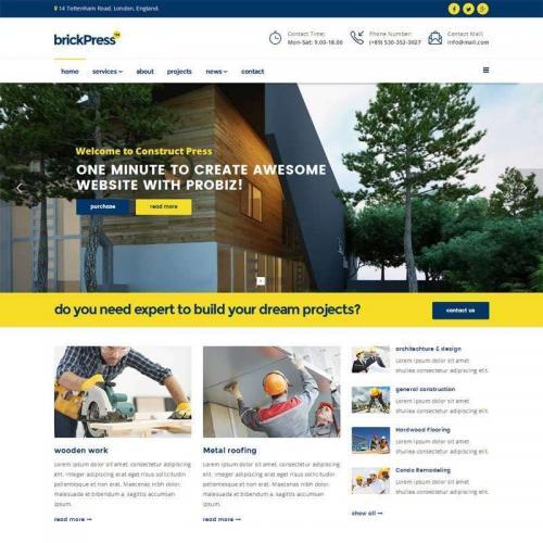 蓝色大气的房屋建筑工程公司网站html5模板代码