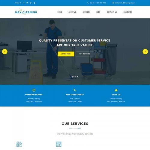 蓝色宽屏的保洁公司家政企业网站模板html代码