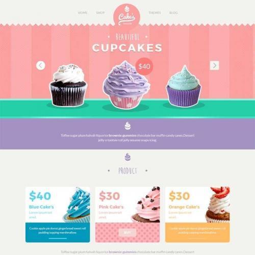 卡通可爱风格的甜品蛋糕店网站展示模板HTML代码