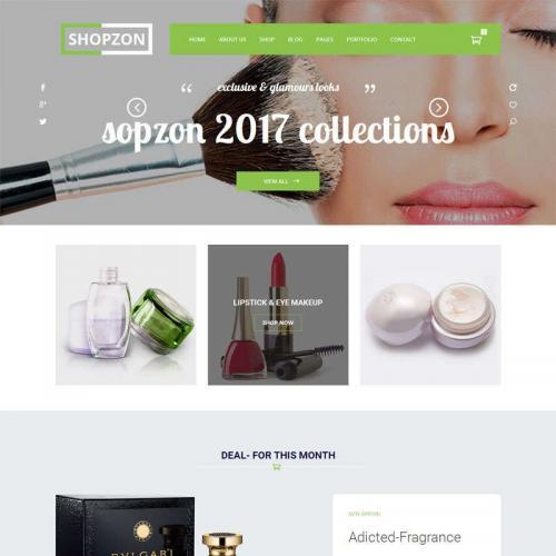 绿色大气的化妆品网上购物商城模板html整站代码