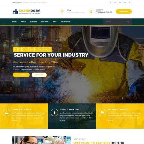 黄色大气的工业生产行业网站模板html代码