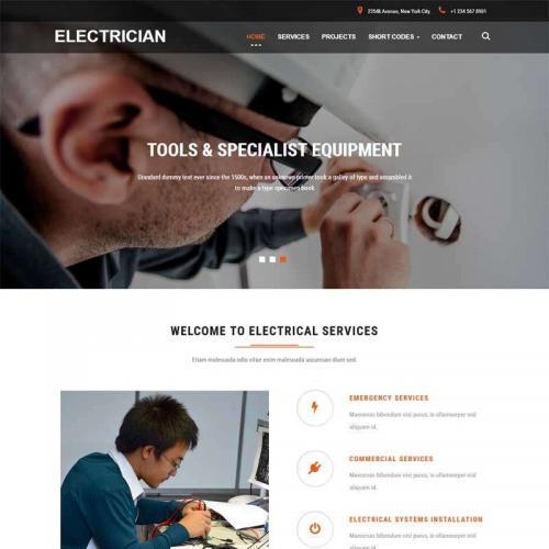 黑色简洁的电路电工维修公司网站静态模板HTML代码
