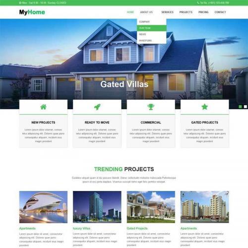 绿色大气的房地产建筑公司网站静态模板HTML代码