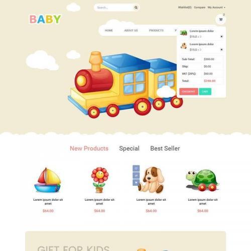 卡通风格的婴幼儿童玩具购物商城模板HTML代码