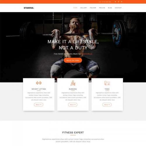 橙色宽屏的健身俱乐部网站响应式html5模板代码