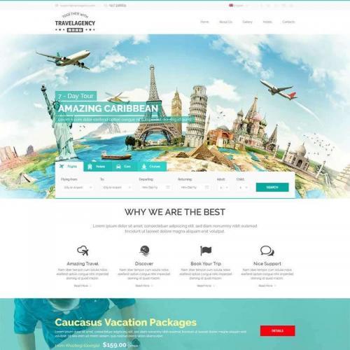 绿色的国外旅游一站式服务网站模板HTML代码