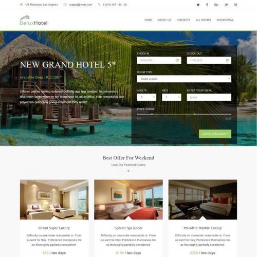 绿色的海边度假酒店预订网站html模板代码