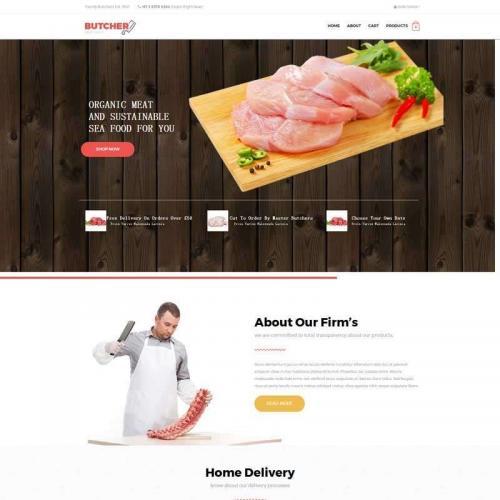 红色宽屏的肉制品销售公司网站模板HTML代码