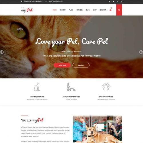 红色大气的宠物兽医网站模板HTML代码