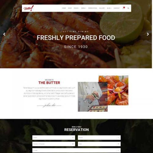 红色宽屏的餐饮美食行业网站html模板代码