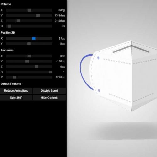 CSS 3D K-N95口罩素材下载 可在线调整参数特效代码