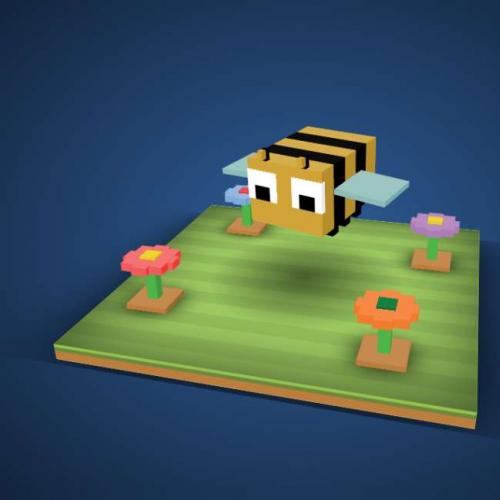 蜜蜂特效素材，css3蜜蜂动画，3D场景动画代码 可爱蜜蜂支持3d旋转效果