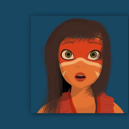 html5图片代码，创意的女孩插画素材 原始部落动漫女孩人物头像代码