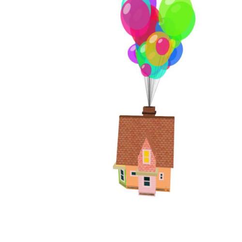 房子动画素材，气球房子的动画效果html代码
